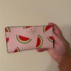 kate spade pink watermelon print continental wallet